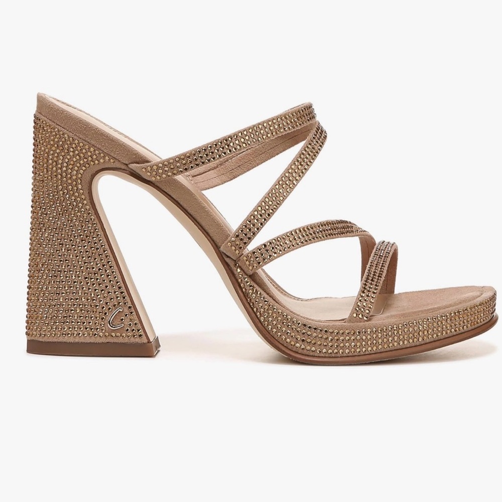 Circus by Sam Edelman Crystal-Studded Tan Block Heels